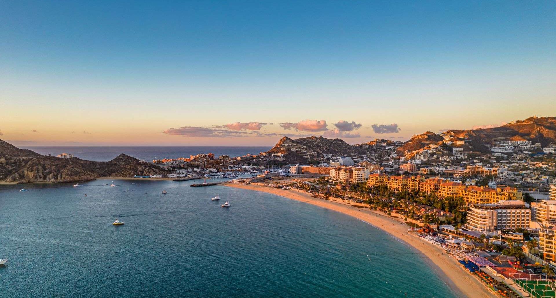 Aerial view of coastal luxury homes overlooking the Sea of Cortez in Los Cabos